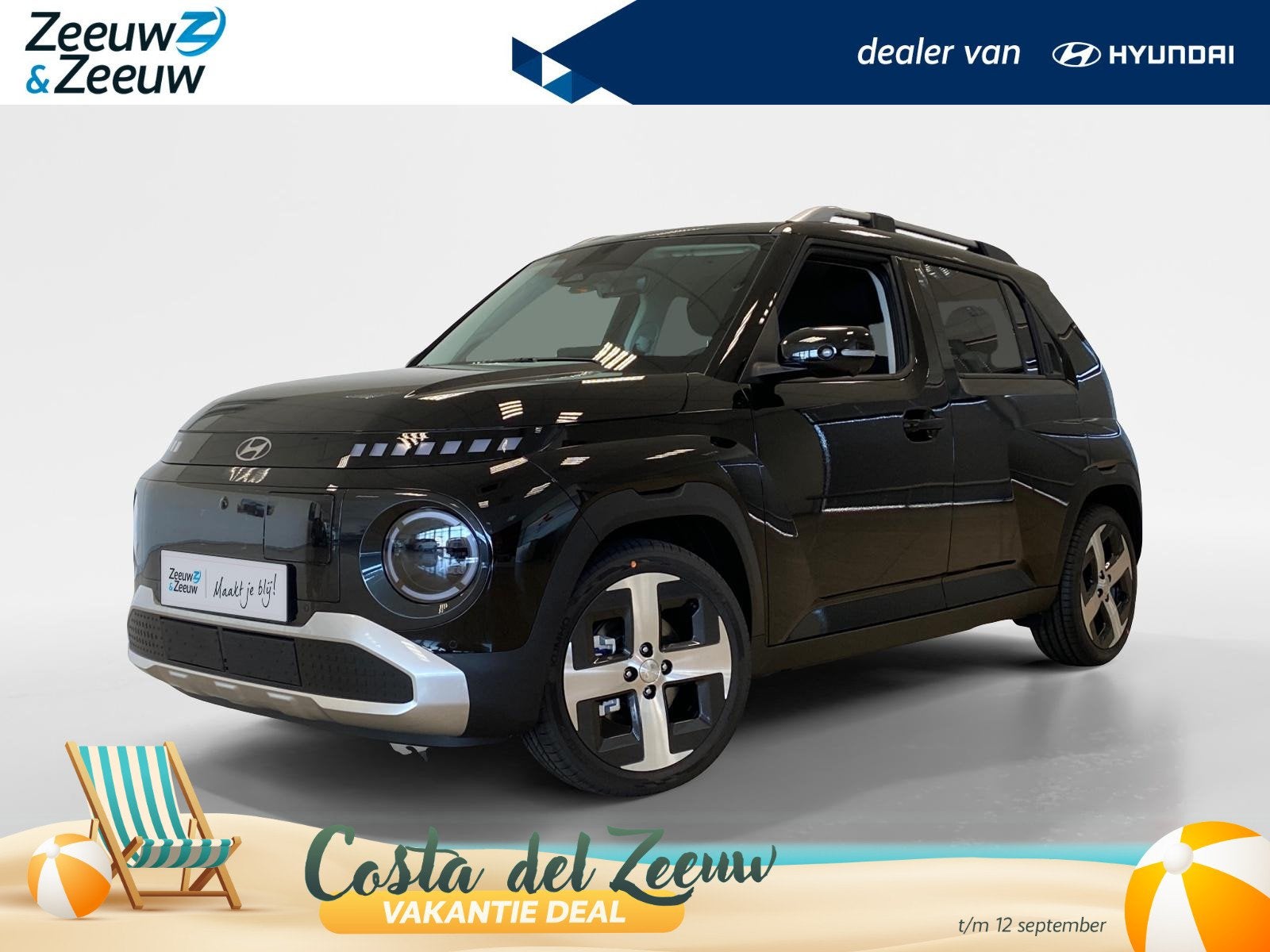 Hyundai INSTER EVOLVE | 49K WH | TECH + WINTER PACK | + W&T, 12 maanden, Stof, Zwart, Automatische klimaatregeling