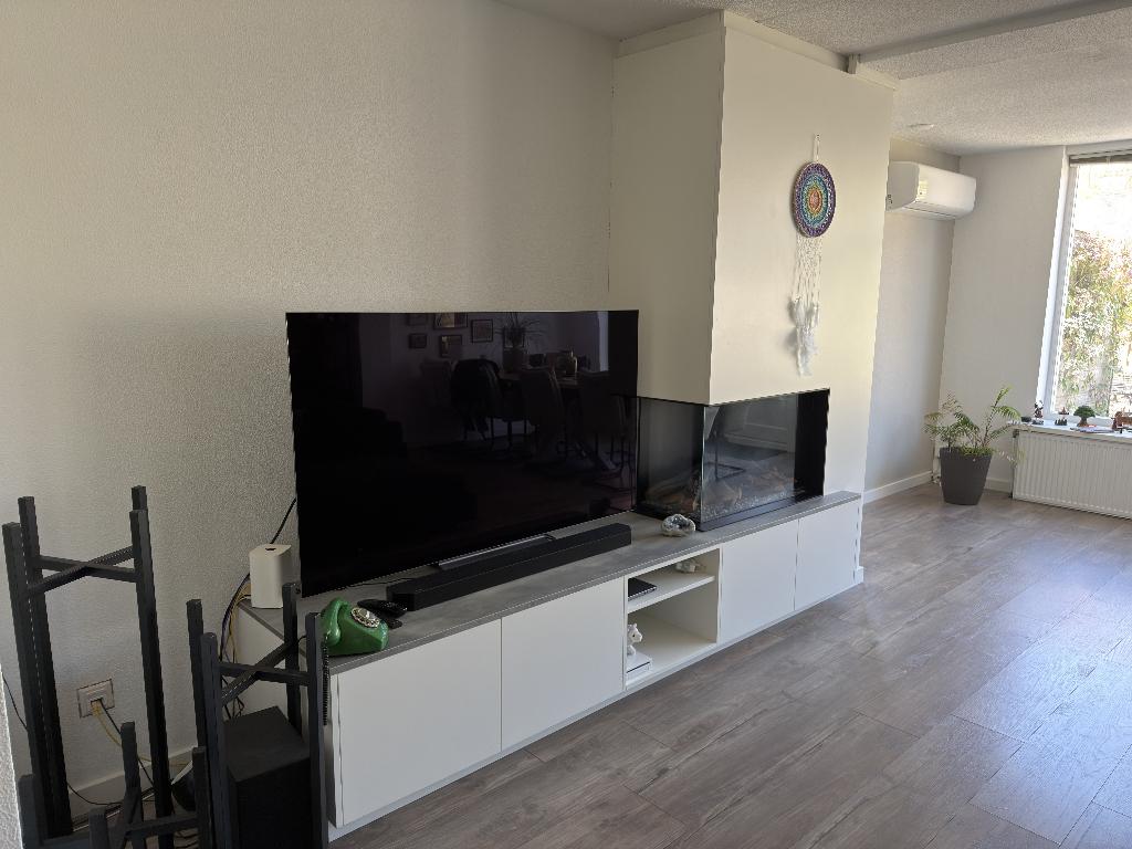 TV Meubel met Openhaard, Huis en Inrichting, Kasten | Televisiemeubels, Ophalen, 200 cm of meer, Zo goed als nieuw, 200 cm of meer