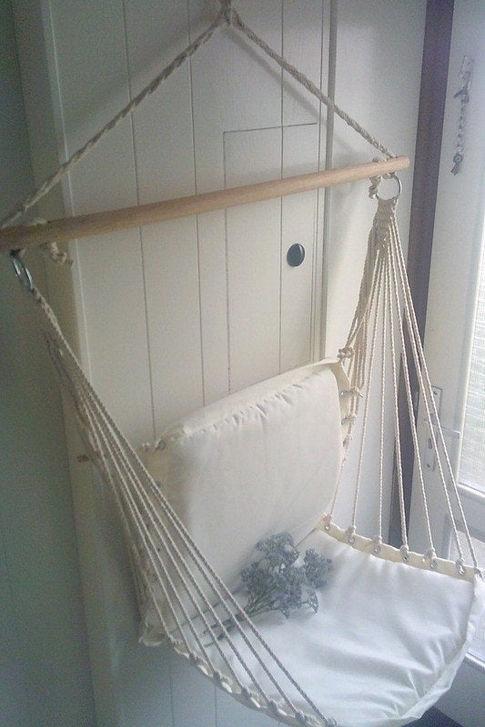 Hangstoel voor aan boom etc zitting en touw Ibiza style, Ophalen, Gebruikt, Overige materialen