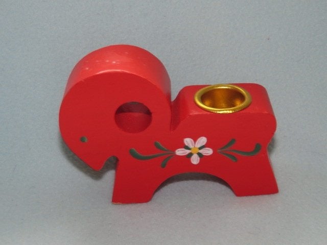 Vintage rode houten kerstkandelaar uit Zweden julbock, Ophalen of Verzenden, Gebruikt