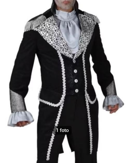 Leuk zwart/zilver VAMPIER/VAMPIRE jas (nieuw), Nieuw, Ophalen of Verzenden, Halloween, Kleding