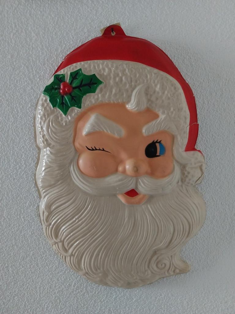 Vintage wanddecoratie knipogende kerstman Hong Kong, Ophalen of Verzenden, Gebruikt