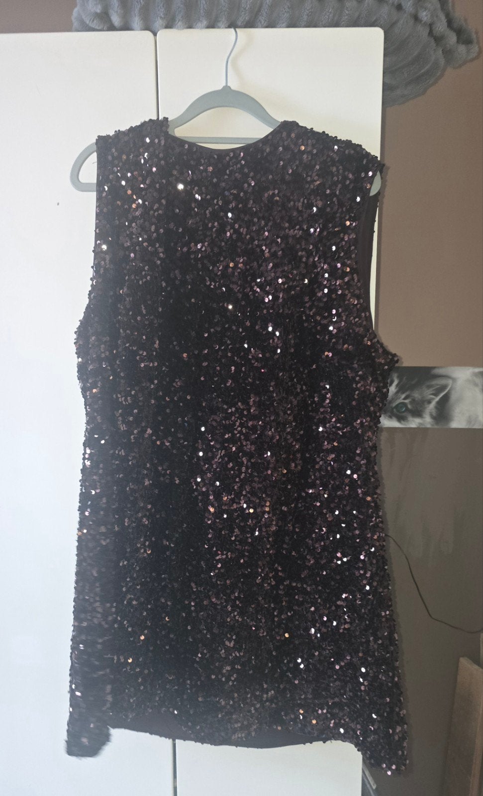 Nieuw pailletten jurkje met strik maat xxl 50/52, Ophalen, H&M, Bruin, Jurk