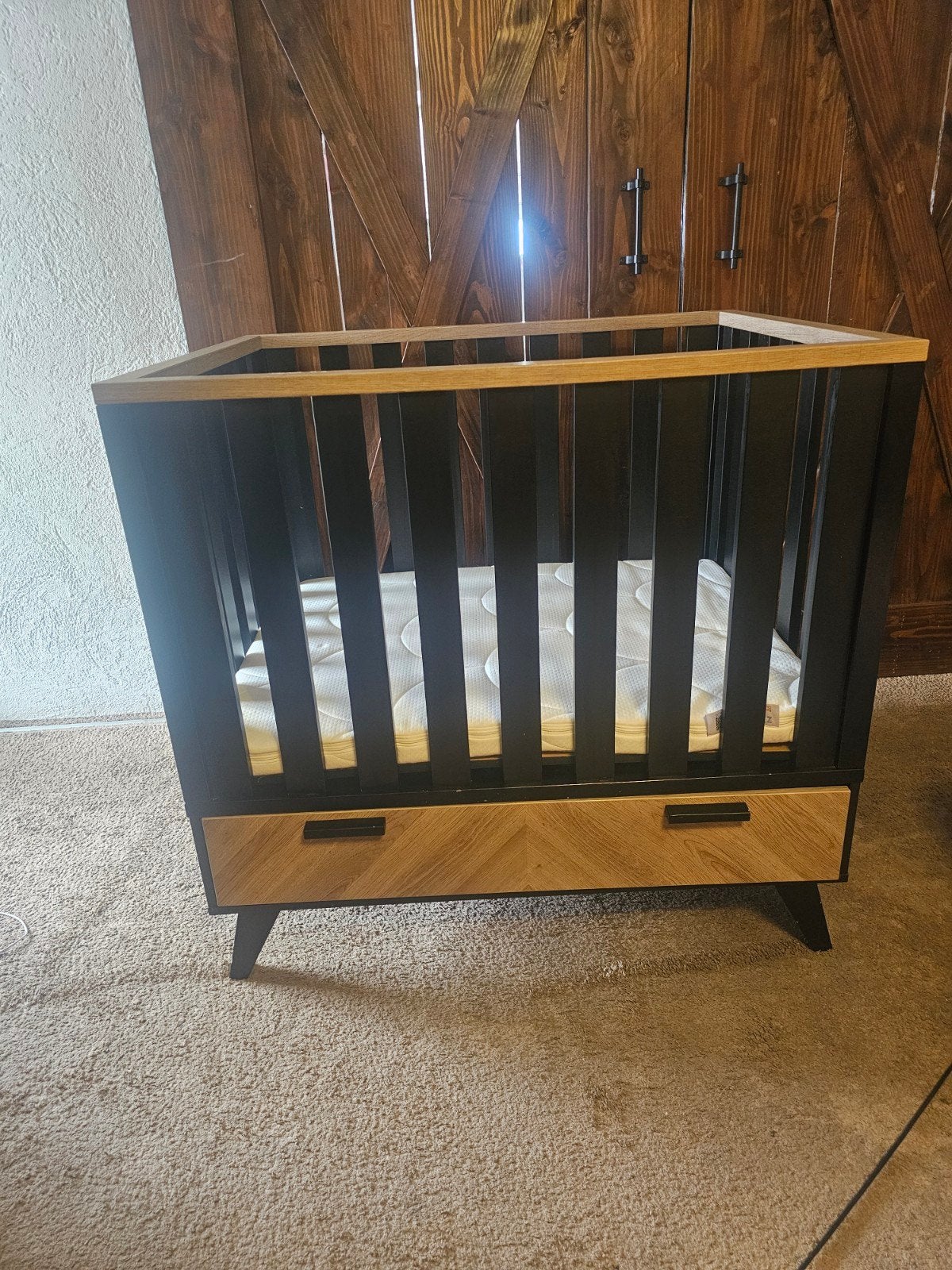 Interbaby box met lade - Zwart/Hout, Ophalen, Gebruikt, Rechthoekig, Lade