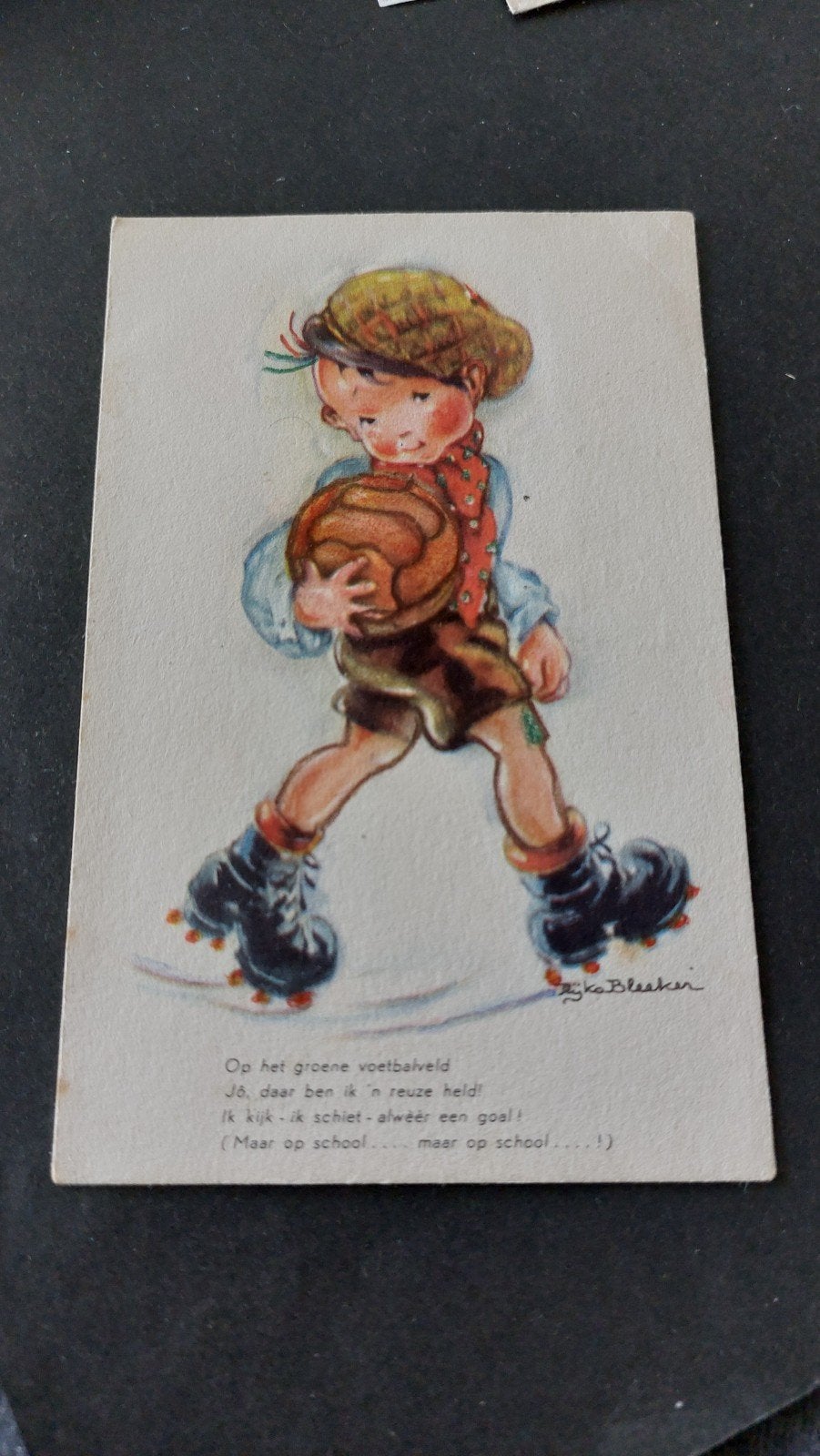 Rijka Bleeker, een voetballertje, versje op voorkant, Verzenden, 1940 tot 1960, Gelopen, Overige thema's