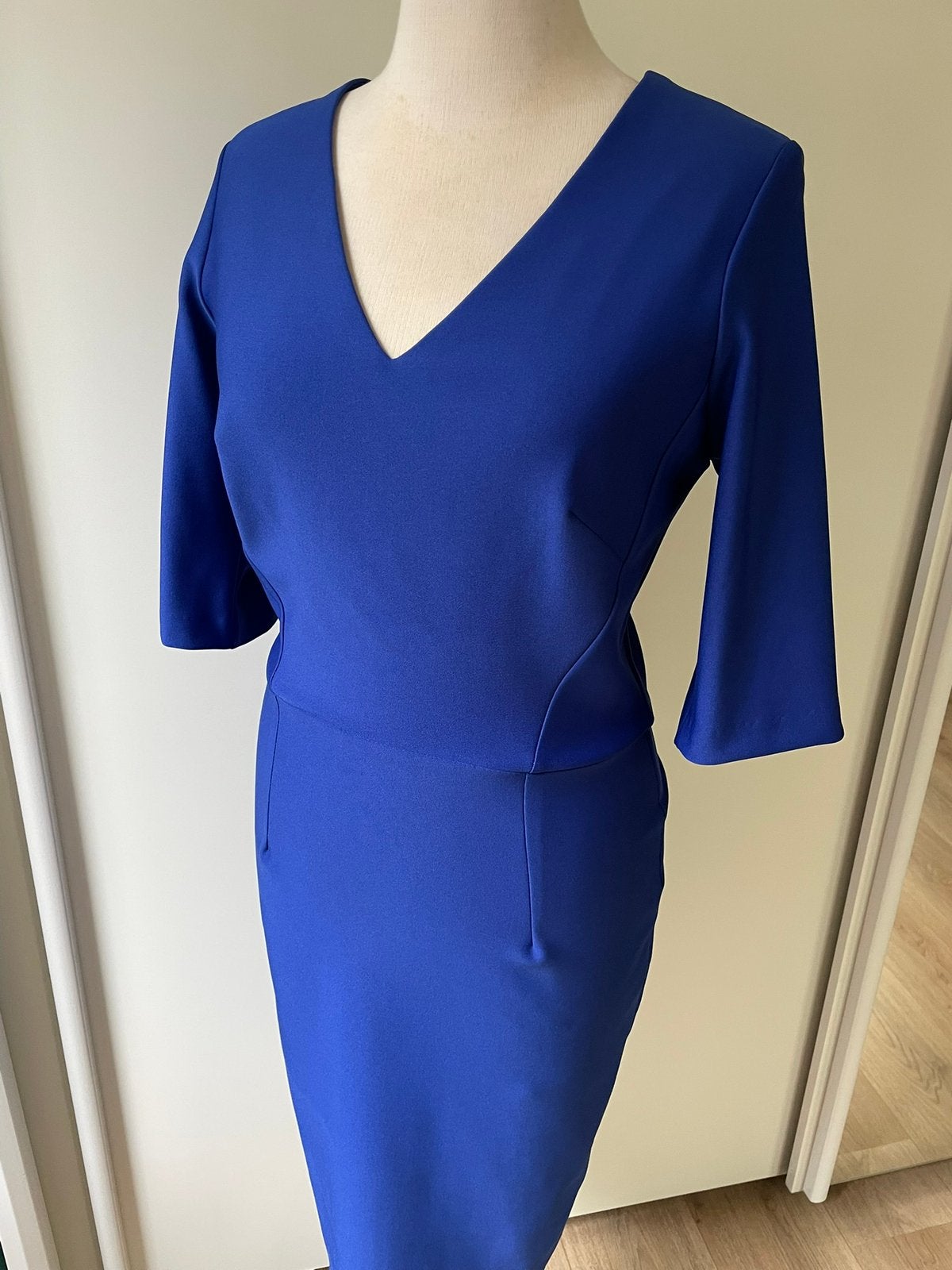 Diva Catwalk kobalblauwe jurk V-hals, maat M (valt als S), Maat 38/40 (M), Blauw, Ophalen of Verzenden, Zo goed als nieuw