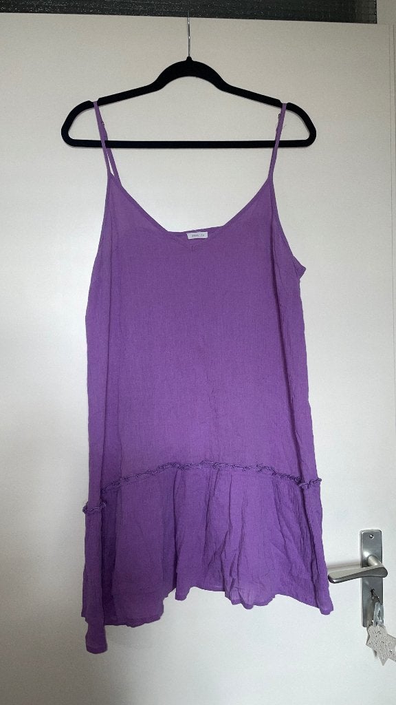Livera paarse katoenen jurk dress maat XL, Paars, Maat 46/48 (XL) of groter, Ophalen of Verzenden, Zo goed als nieuw