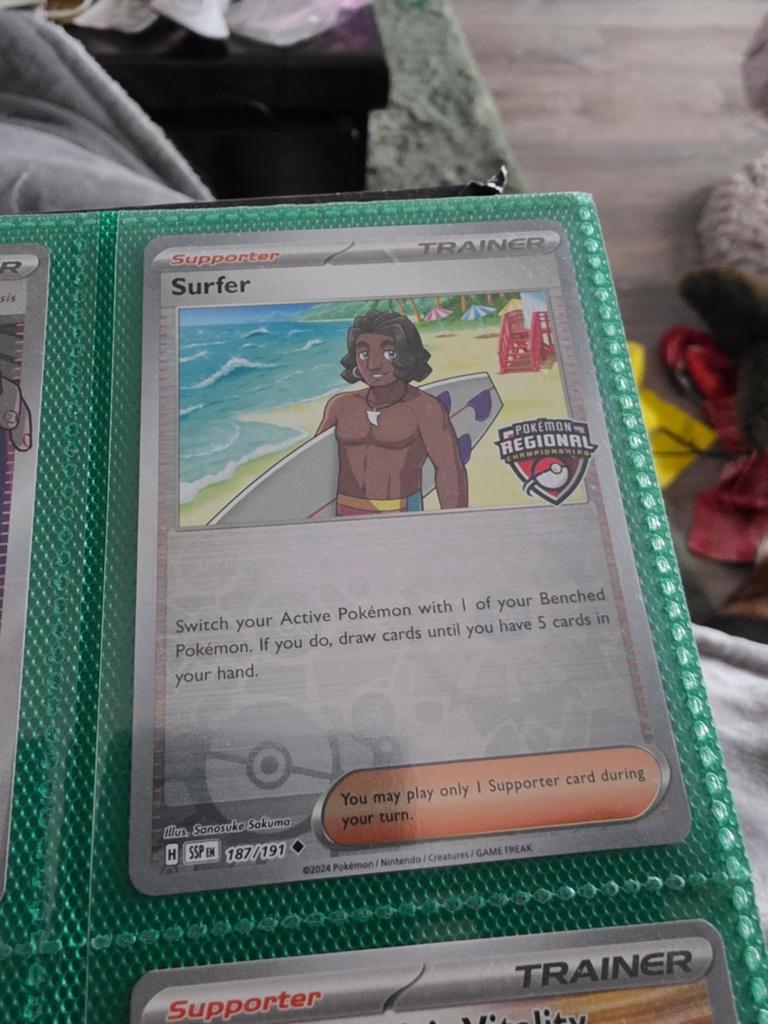 Pokémon TCG Surfer Supporter Trainer Kaart 187/191 SSP, Ophalen of Verzenden, Zo goed als nieuw, Losse kaart