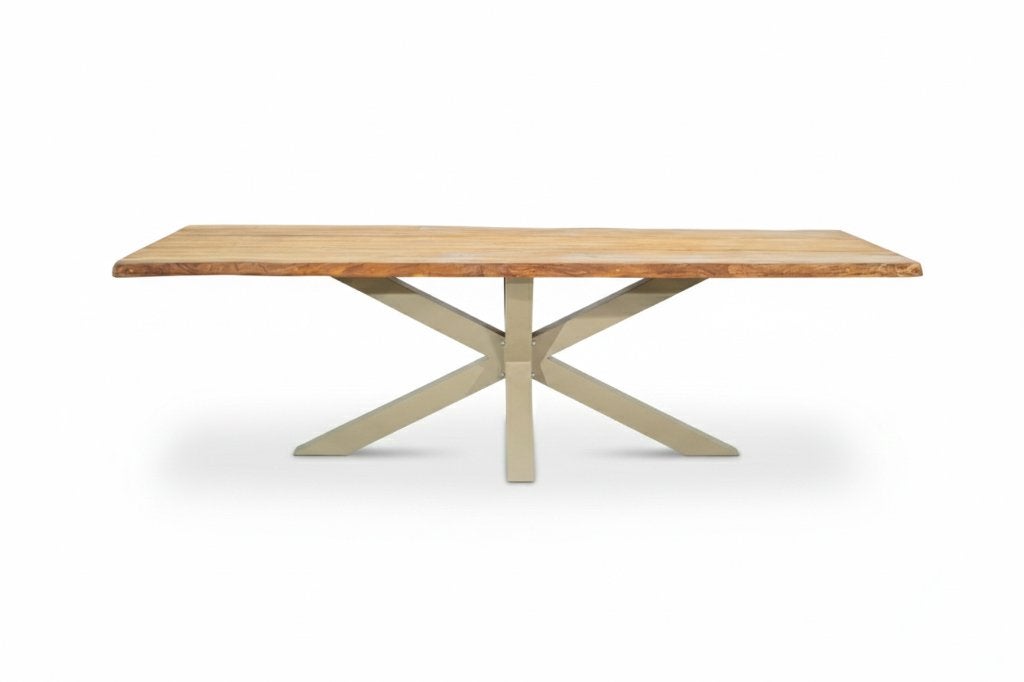 Tuintafel teak stam 250cm zwart of beige Matrix of U poot, Ophalen, Teakhout, 50 tot 100 cm, Vijf personen of meer
