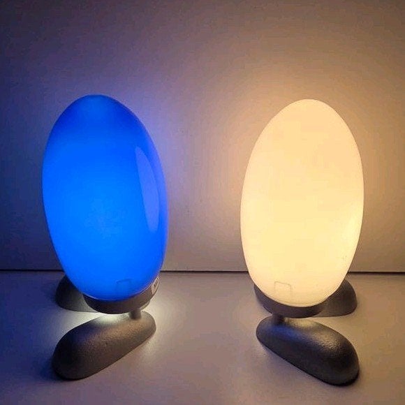 Set van 2 Vintage Ikea 'Dino Egg' tafellampen Fjorton - Tats, Ophalen of Verzenden, Huis en Inrichting