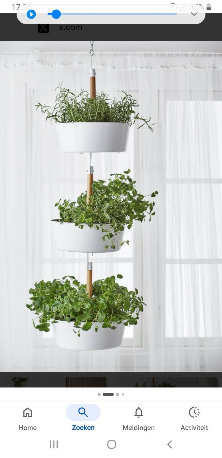 Hangplanten kruiden bakken 32 x15 cm ikea vintage, Ophalen