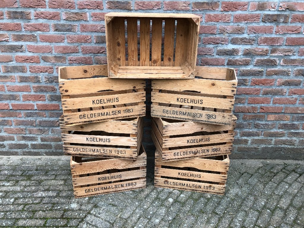 vintage     7 VEILINGKISTEN - KOELHUISKISTEN - FRUITKISTEN, Ophalen, Minder dan 50 cm, Gebruikt, 50 tot 100 cm