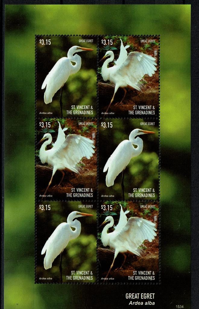 ST VINCENT 2015 PF BLOK REIGERS HERON VOGELS BIRDS 1, Ophalen of Verzenden, Postfris, Dier of Natuur