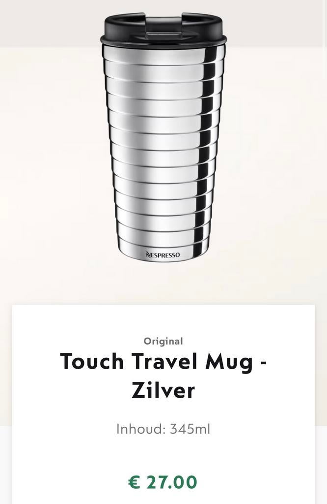 Nespresso Touch Travel Mug zilver, Ophalen of Verzenden, Nieuw, Nespresso, Overige typen