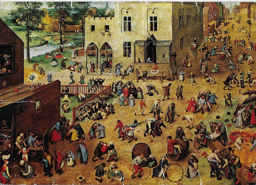 Ae86 Gelopen ansichtkaart kinderspelen pieter bruegel, Ophalen of Verzenden, 1980 tot heden, Gelopen