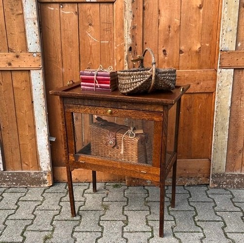 Theekast vitrinekast pronk servies kastje origineel hout, Huis en Inrichting, Ophalen, Gebruikt, Overige houtsoorten, 50 tot 100 cm