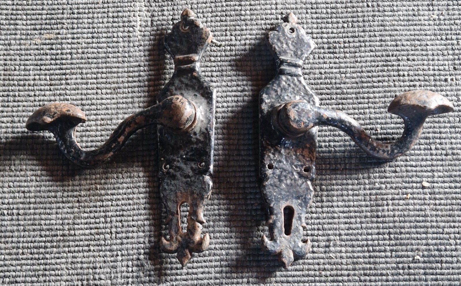 Set van 2 gietijzeren deurkrukken - Rustieke stijl, Ophalen