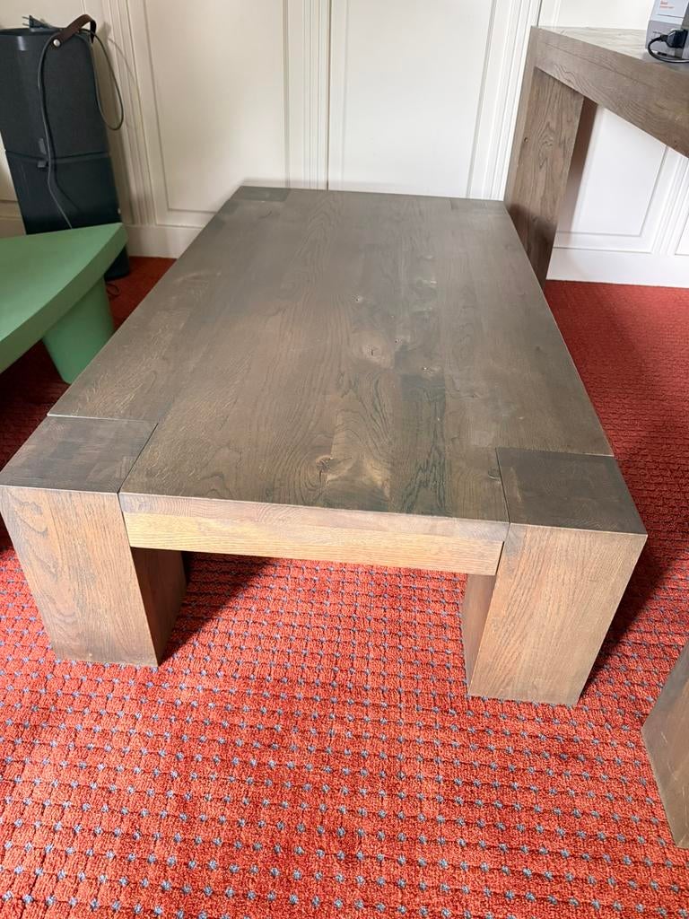 Eikenhouten salontafel 150x80,5x35, Ophalen, Gebruikt, 100 tot 150 cm, Eikenhout