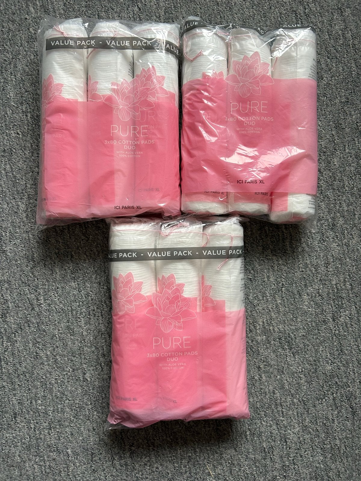 3x3x80 Pure Cotton Pads Duo met Aloë Vera - ICI PARIS XL, Ophalen of Verzenden, Nieuw, Overige typen