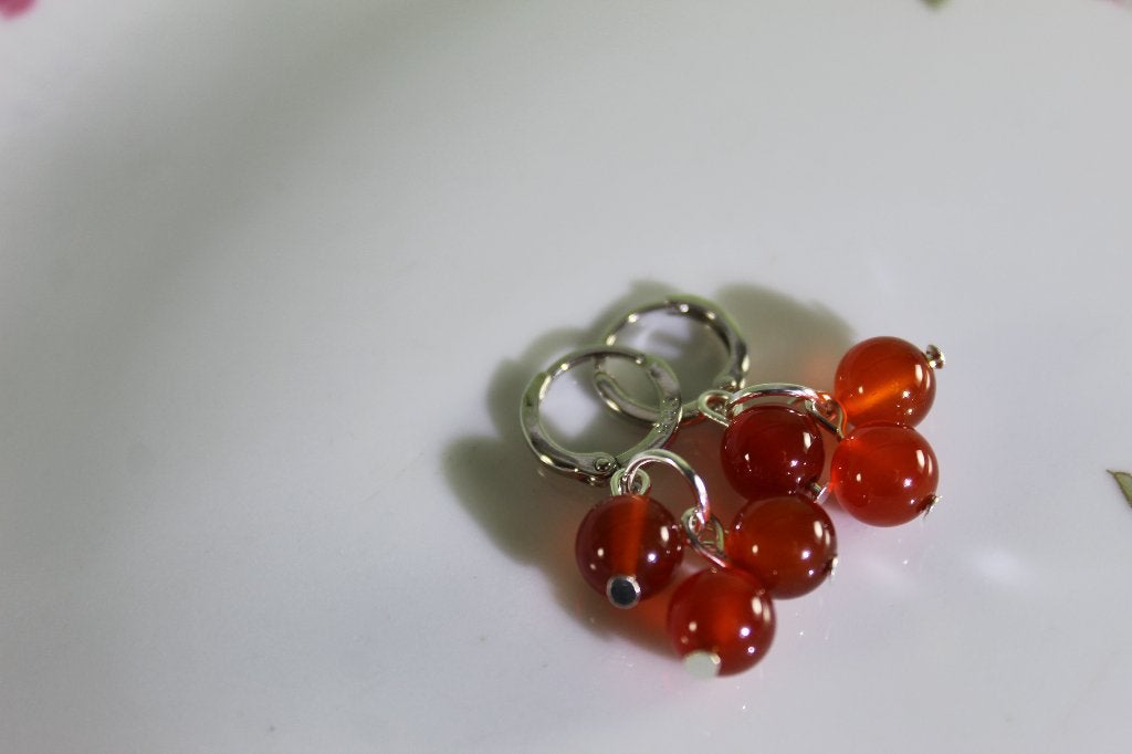 * Carneool Edelsteen - Reiki oorbellen - Rood-oranje, Hangers, Nieuw, Oranje, Ophalen of Verzenden