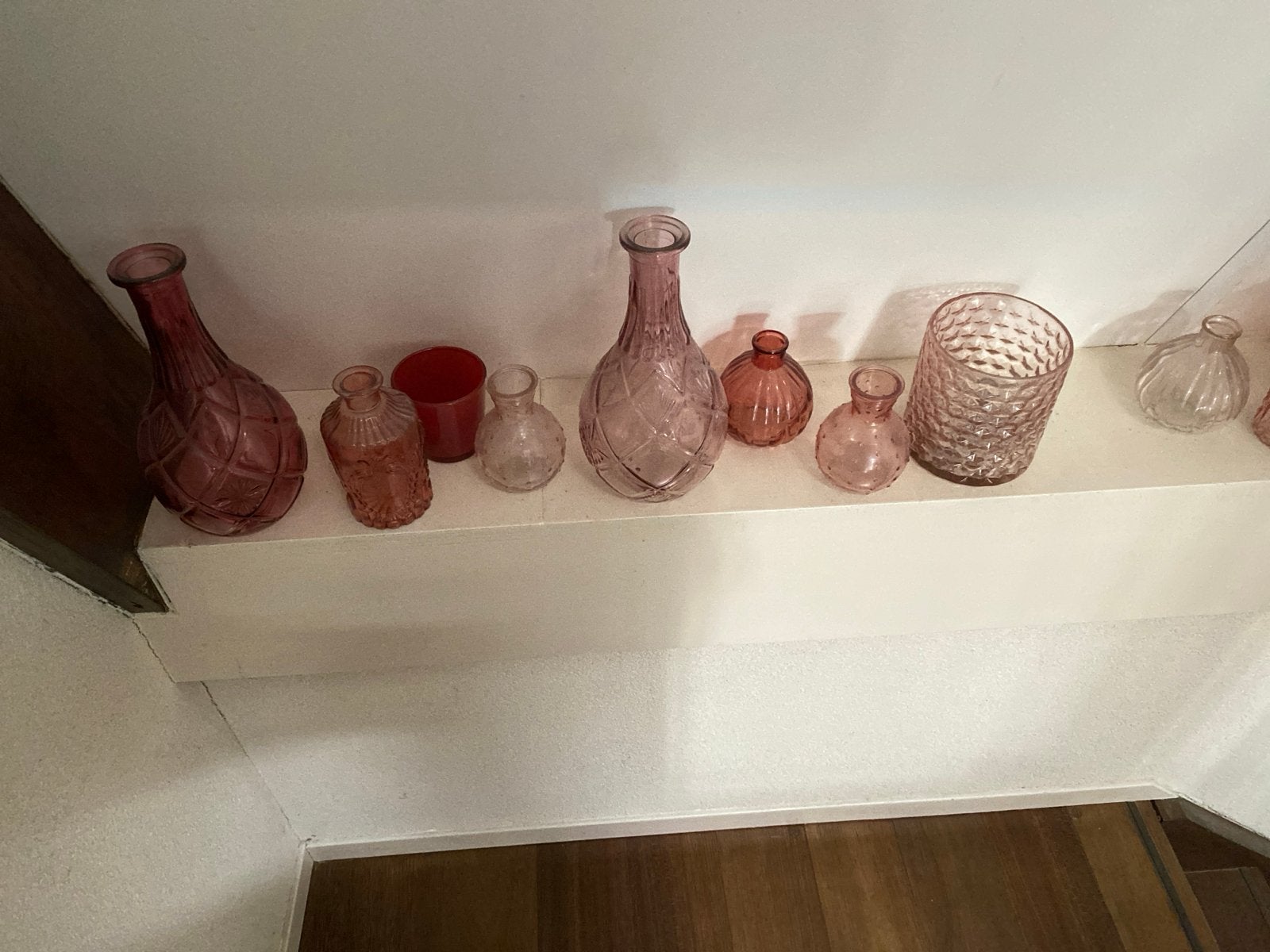 27 Rode accessoires voor huis: vazen, potjes, theelichtjes, Ophalen, Gebruikt, Met patroon/structuur, Glas
