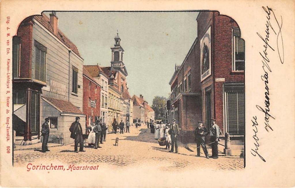 Gorinchem Haarstraat met R.K Kerk Martelaren van Gorkum 1901, Ophalen of Verzenden, Voor 1920, Gelopen, Zuid-Holland