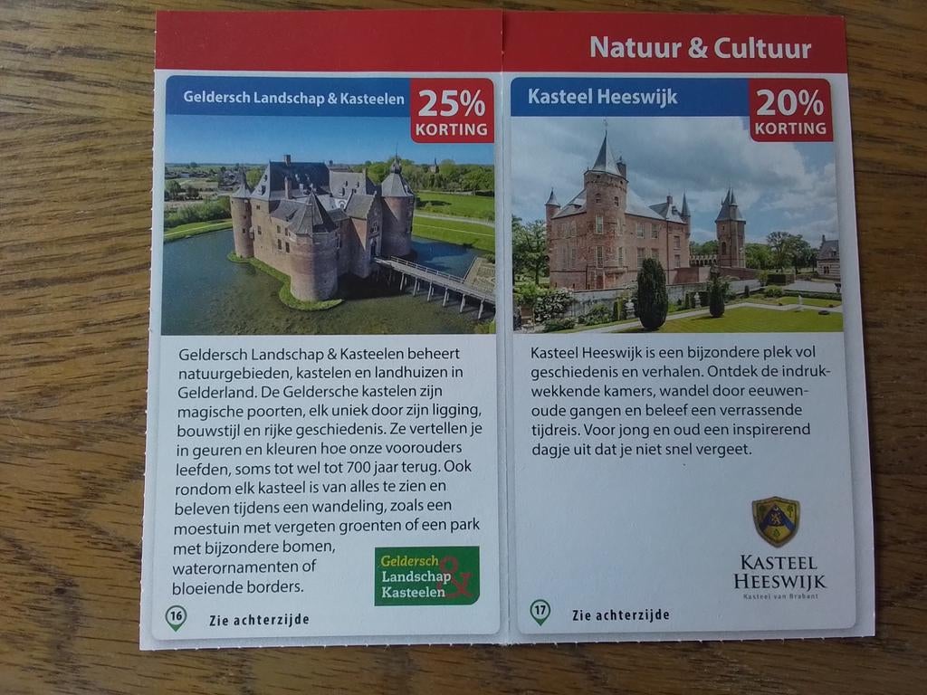 4 kortingsbonnen voor kasteel bezoek, Tickets en Kaartjes, Drie personen of meer, Kortingsbon