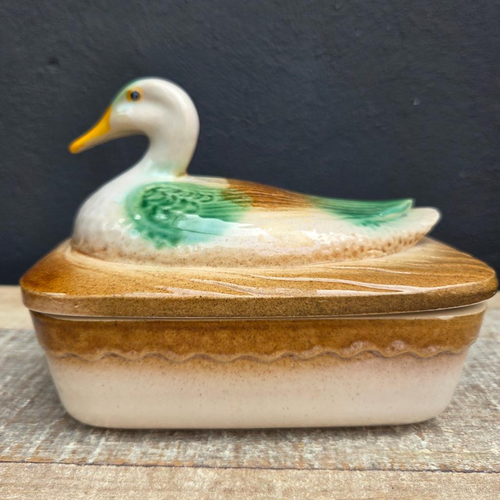 Brocante Aardewerk Terrine Eend Frankrijk, Antiek en Kunst, Ophalen of Verzenden
