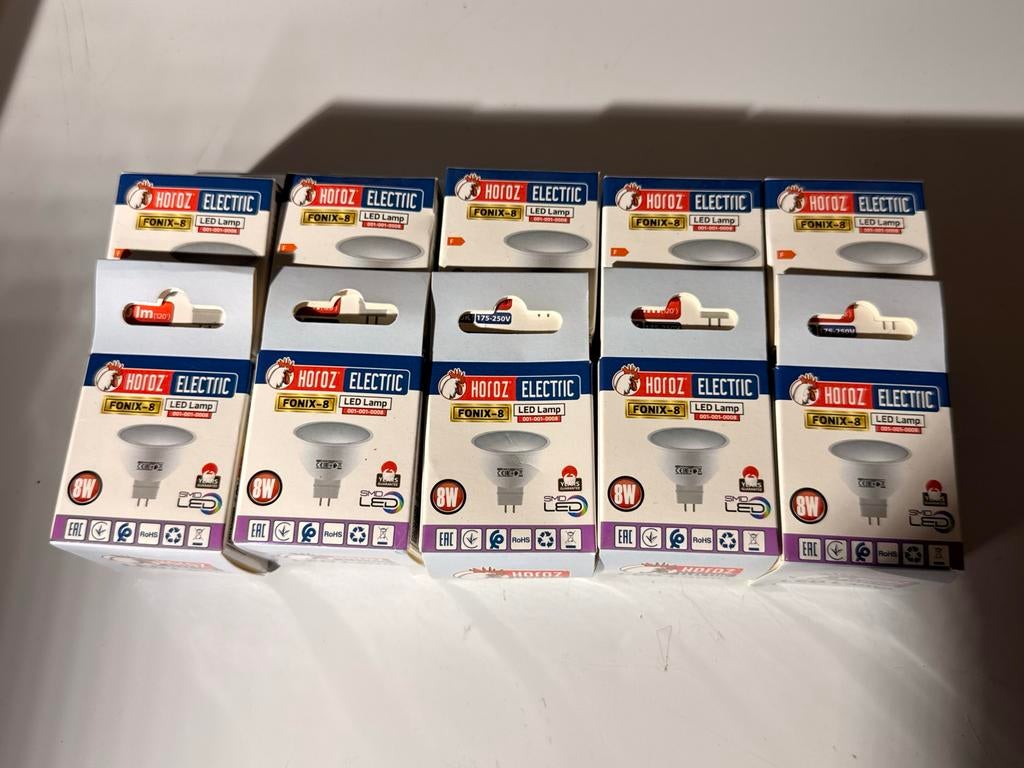 10x HOFOZ ELECTRIC FENIX-8 LED Lamp GU10 8W 6400K, Led-lamp, 60 watt of meer, Nieuw, Bipin of Steekvoet