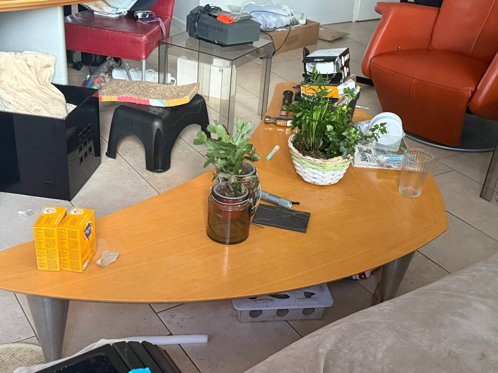 Salontafel ORGANISCH  GRATIS. PWTIEL, Ophalen of Verzenden, Zo goed als nieuw, Rechthoekig, 50 tot 100 cm