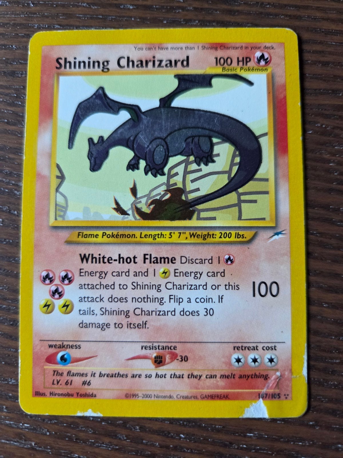 Shining Charizard 107/105 - Neo Destiny - Pokémon Kaart, Ophalen of Verzenden, Gebruikt, Losse kaart