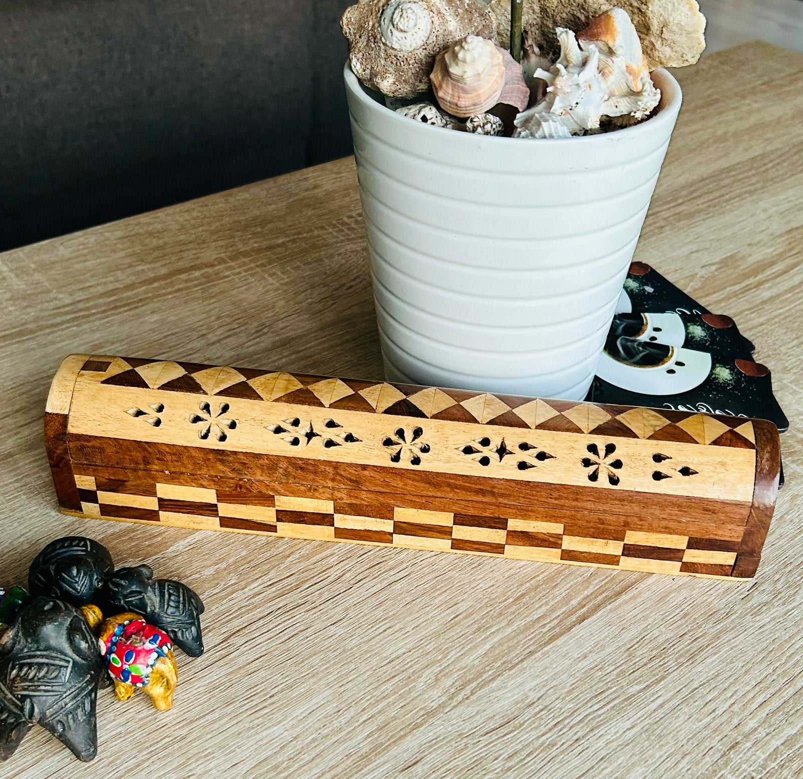 Luxe schaakbord patroon wierook bewaardoos van 30x6x5,5cm, Huis en Inrichting, Hout, Meerkleurig, Nieuw, Ophalen of Verzenden