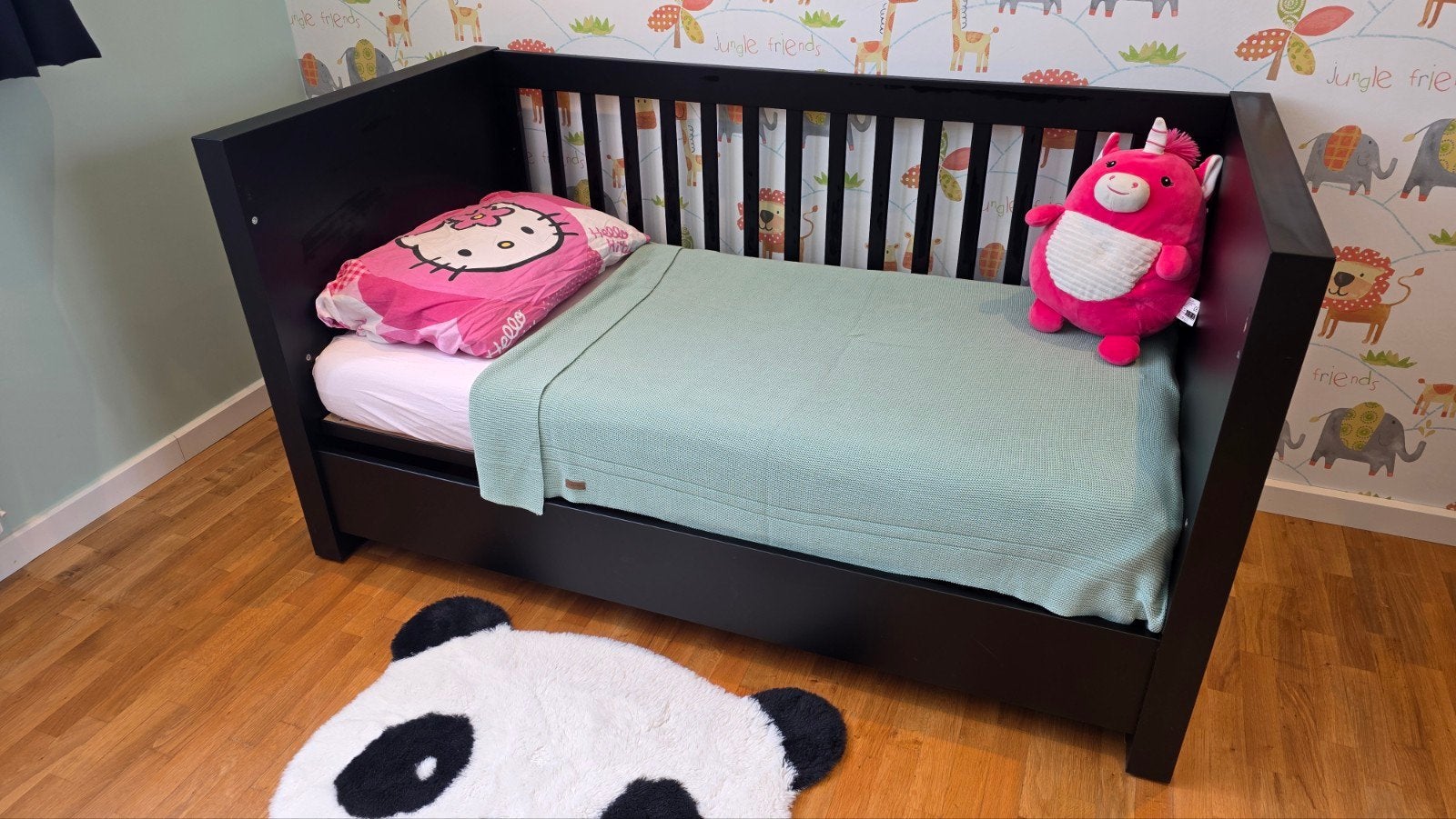 Kidsmill ledikant 70x140 cm Long Island zwart & oldwood, Gebruikt, 70 tot 85 cm, 140 tot 160 cm, Ophalen