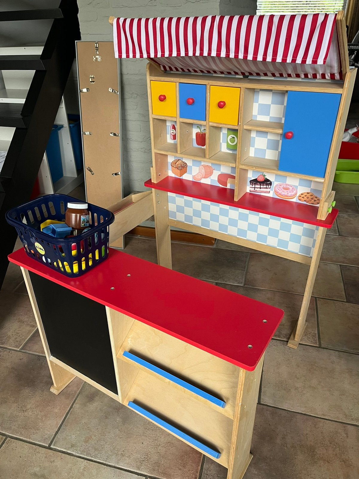 Houten speelgoed winkel/marktkraam, Ophalen, Gebruikt, Hout, Speelkeuken