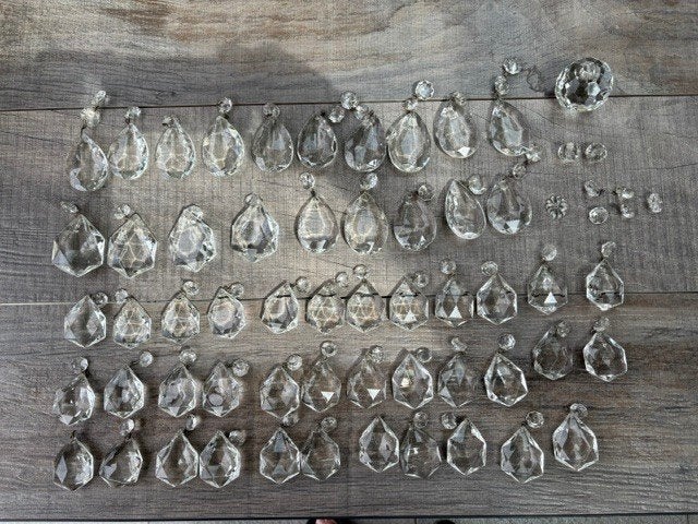 Oude glazen pegels voor kroonluchter., Ophalen of Verzenden