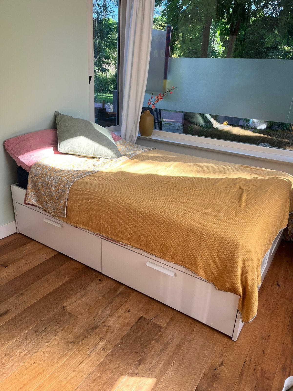Bed IKEA Brimnes 200x140 cm, Ophalen, Zo goed als nieuw, Tweepersoons