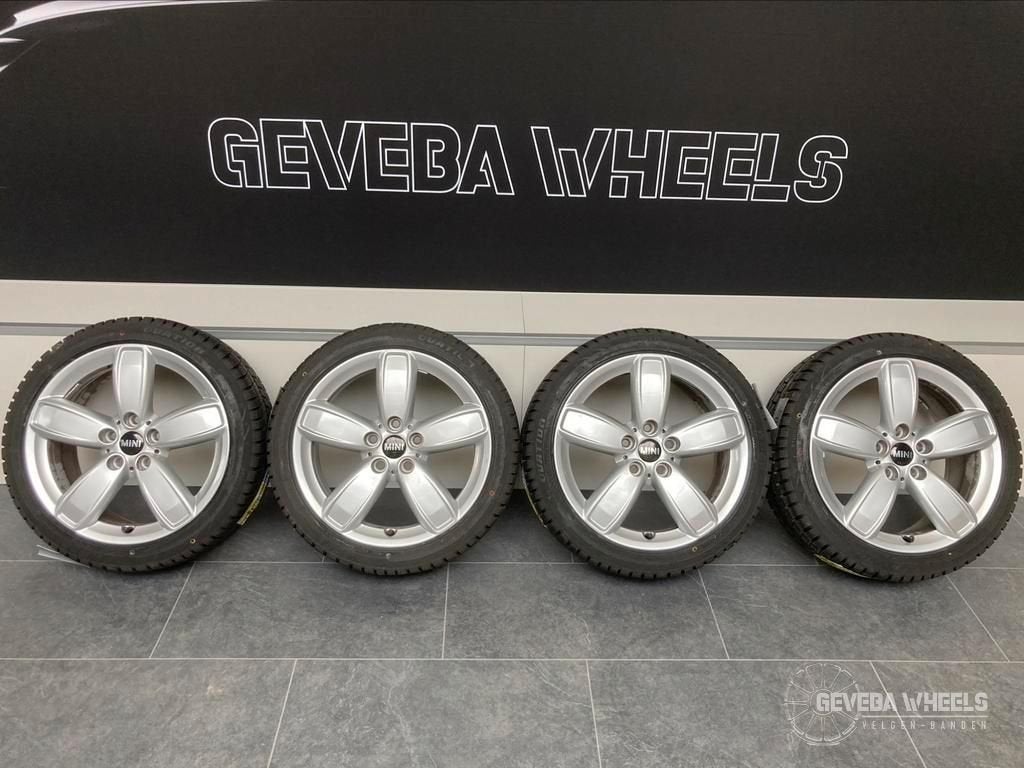 17'' orig Mini Cooper / One velgen + winterbanden 5x112, Gebruikt, -, -, Banden en Velgen
