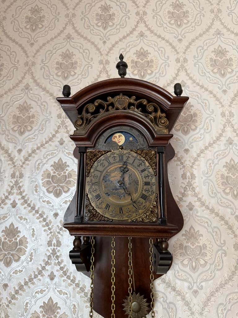 Sallander wandklok met Maanfase, Antiek en Kunst, Ophalen of Verzenden