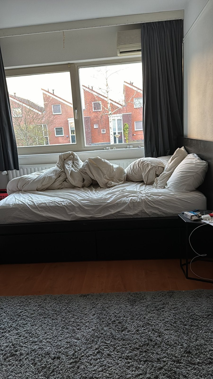 Malm 140/200 bed met 2 lades, Ophalen, Gebruikt, Zwart, Tweepersoons