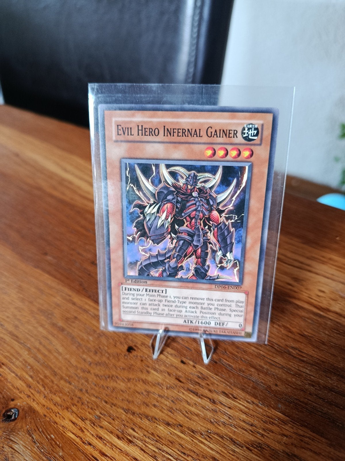 YuGiOh Evil Hero Infernal Gainer 1st Edition Near Mint, Ophalen of Verzenden, Zo goed als nieuw, Losse kaart