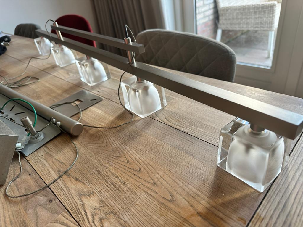 Prchtige design-lamp met vijf lampen, Ophalen, Zo goed als nieuw