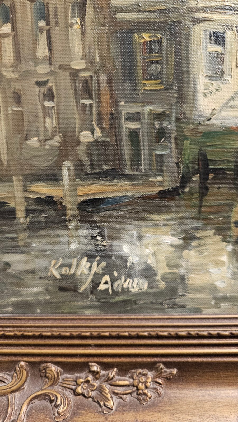 Jan van Rijsewijk Groot olieverfschilderij evt te ruil, Ophalen, Gesigneerd, Stads- / dorpsgezicht, Doek