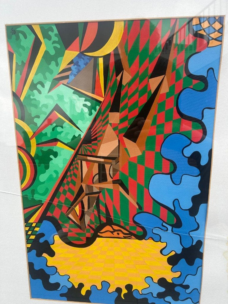 schilderij van Cor Gloudie 1/1, Antiek en Kunst, Ophalen, Abstract, Acrylverf, Overige materialen