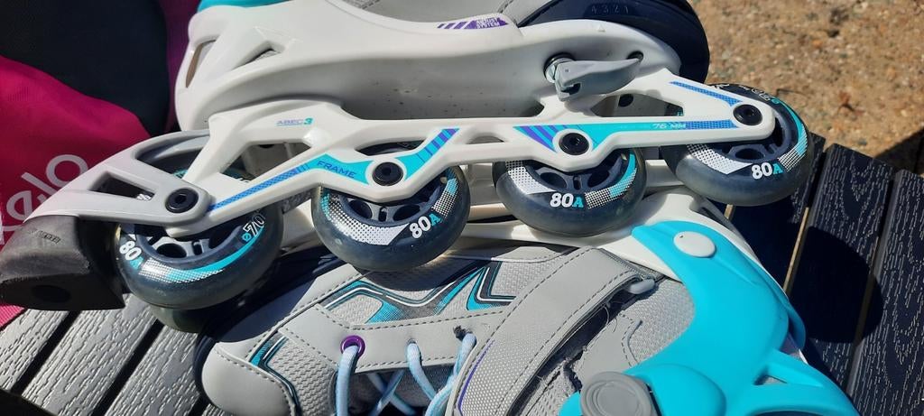 Oxelo skates verstelbaar inclusief tas - Zo goed als nieuw, Sport en Fitness, Skeelers, Zo goed als nieuw, Overige merken, Kinderen