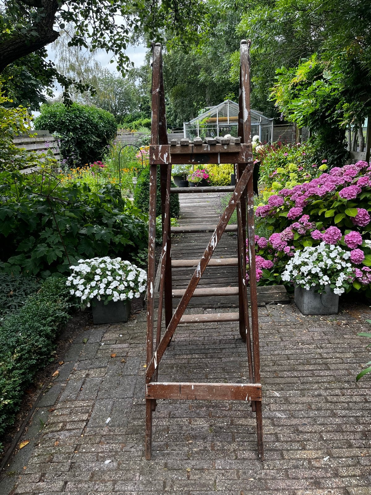 Vintage houten trap van Ladderfabriek Grasweg Amsterdam, Ophalen, Gebruikt, Trap, Minder dan 2 meter
