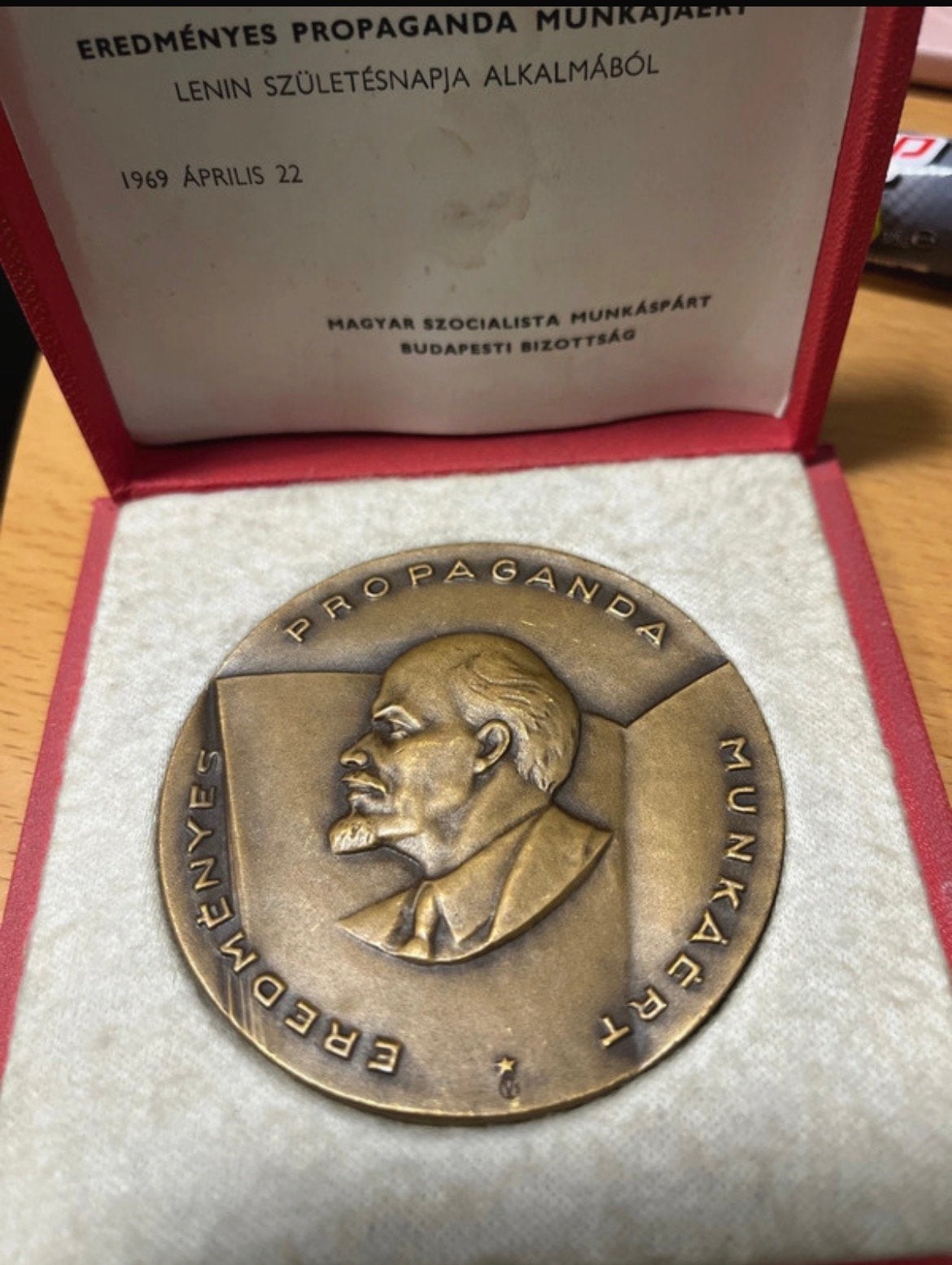Lenin Medaille 1969 - Hongaarse Socialistische Arbeiderspart, Postzegels en Munten, Ophalen of Verzenden, Brons, Buitenland