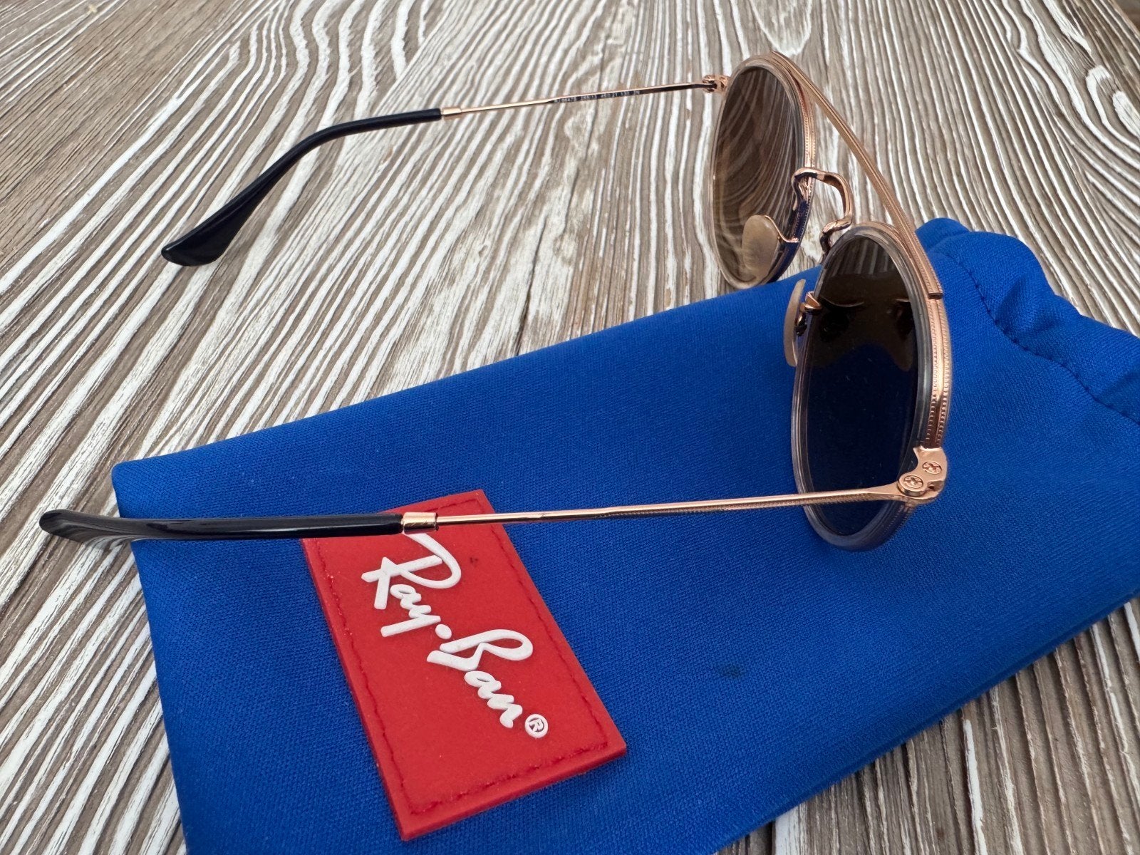 Ray-Ban zonnebril ROUND DOUBLE BRIDGE KIDS - bruin – zgan, Zonnebril, Bruin, Ophalen of Verzenden, Zo goed als nieuw