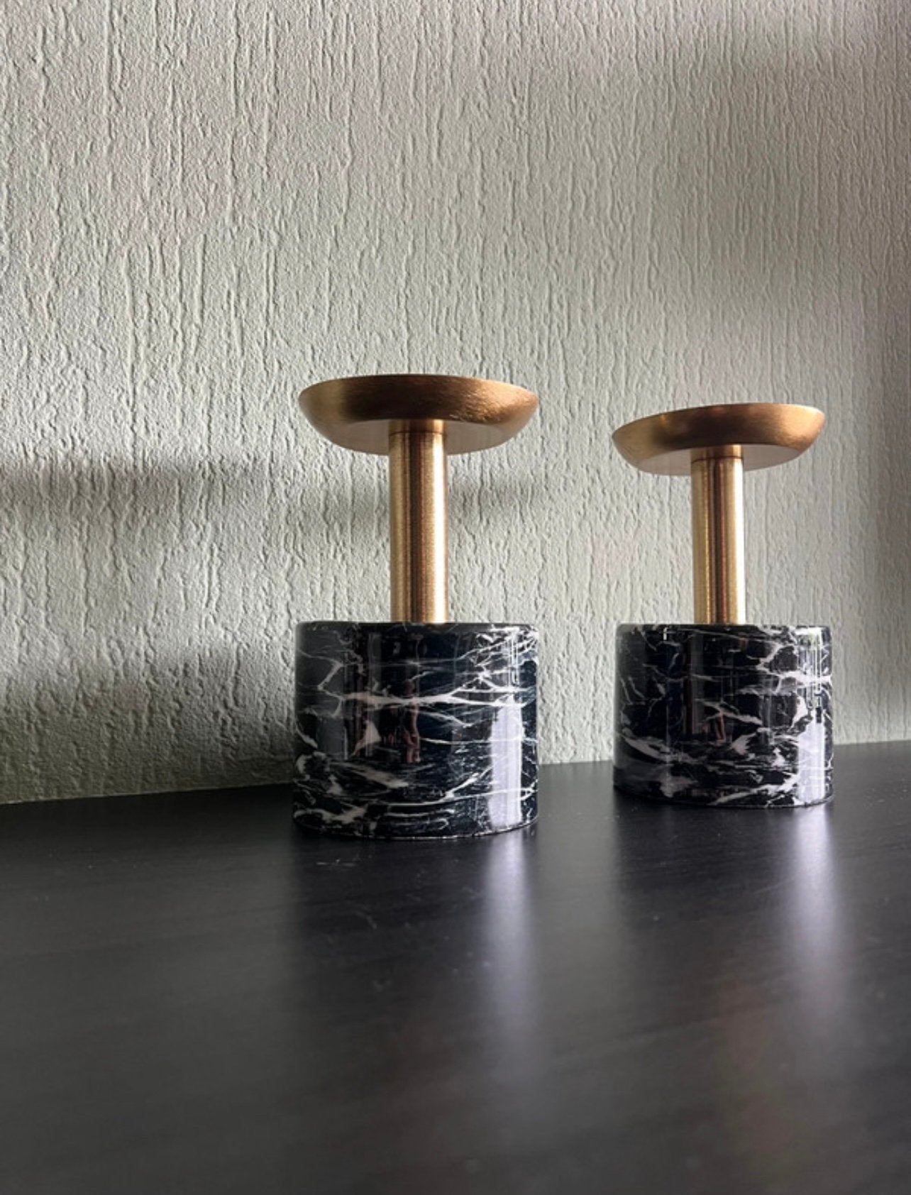 Luxe Marmeren Kandelaars Zwart & Goud Set van 2 Countryfield, Ophalen of Verzenden, Nieuw, Kandelaar