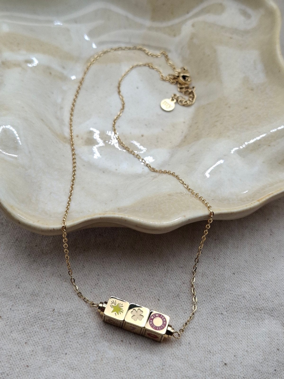Ketting My Jewellery goud vierkante draaibare bedels, Ophalen of Verzenden, Goud, Overige materialen
