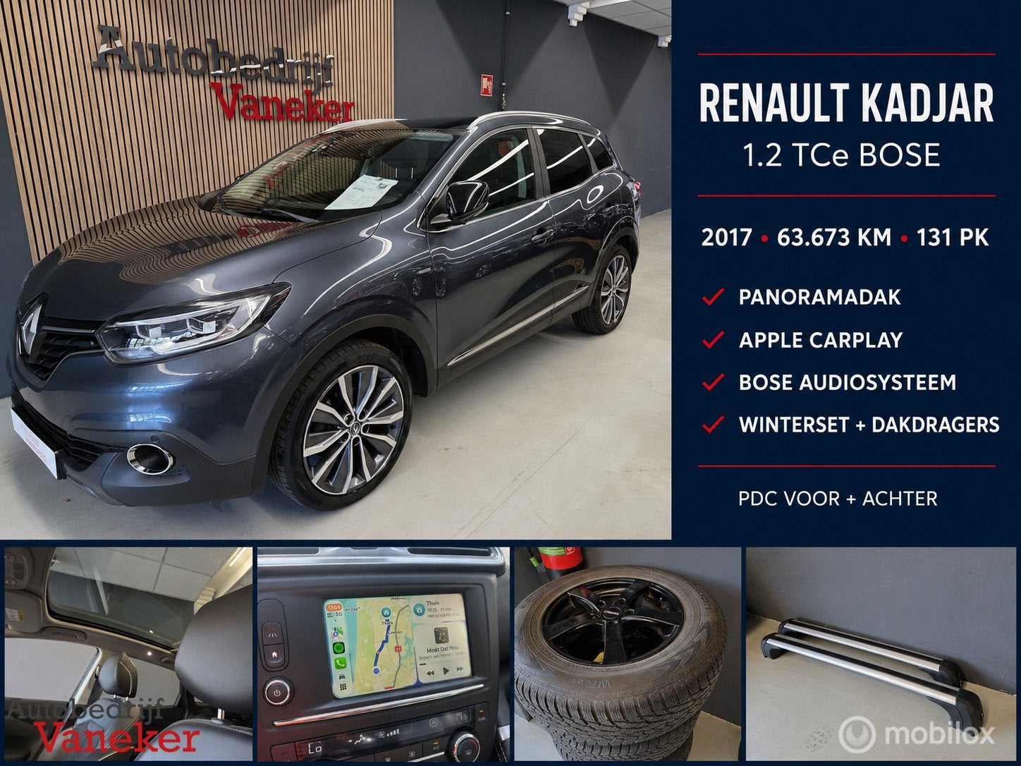 Renault Kadjar 1.2 TCe Bose | Panorama | CarPlay | Winterset, Voorwielaandrijving, Kadjar, Gebruikt, 4 cilinders
